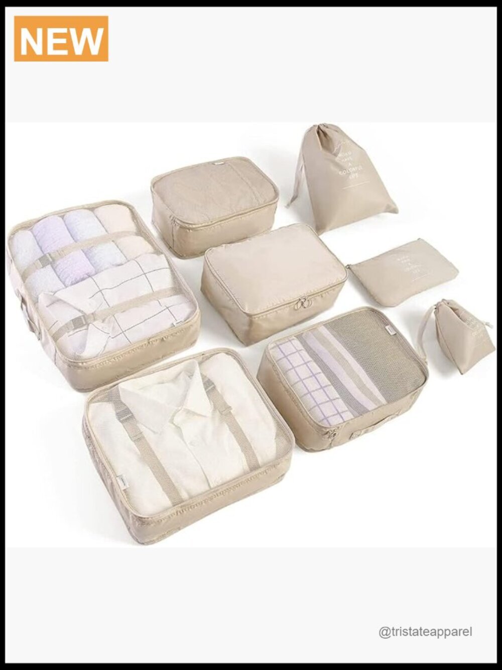 8-Piece Packing Cubes Set with Shoe, Laundry, and Toiletry Bags